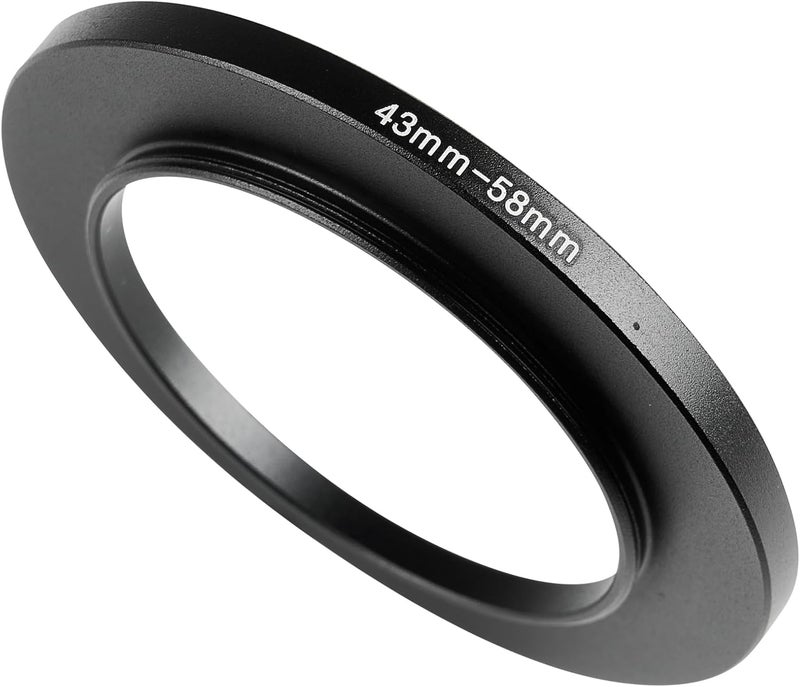 JOYTOLIN 43-58mm Metal Step-Up Ring Adapter Compatible with Mirrorless Cameras DSLR Lens, UV CPL ND Filter Thread Converter, Black - Image 1
